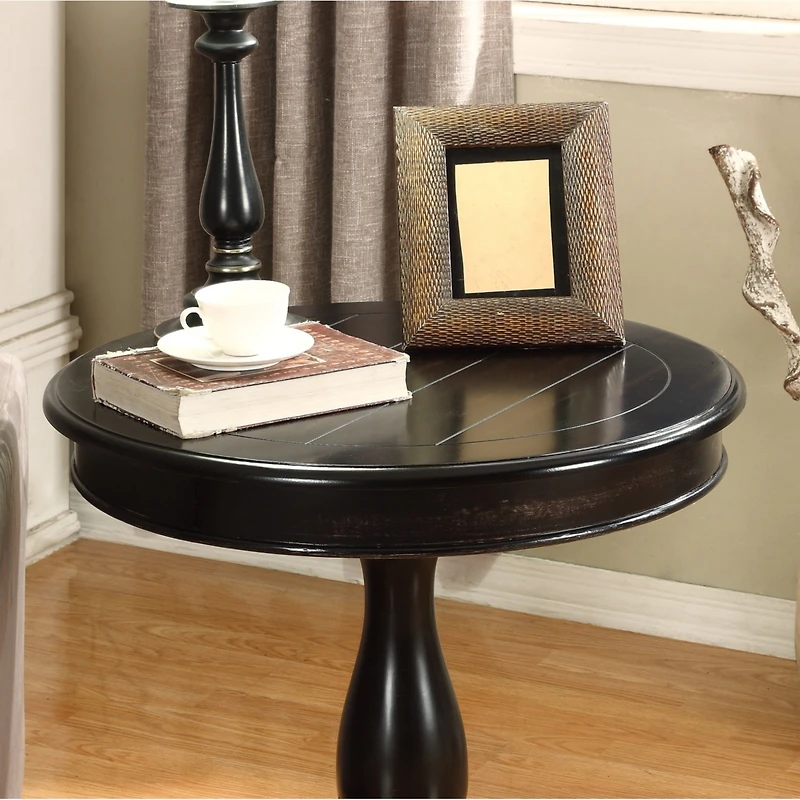 Streamdale Furniture Round Wood Pedestal Side Table, Black