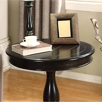 Streamdale Furniture Round Wood Pedestal Side Table, Black