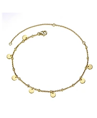 GiGiGirl Sterling Silver 14k Gold Plated Circle Disc Dangle Charm Anklet