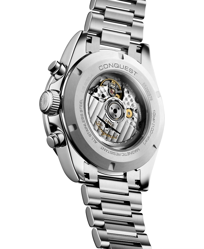 Longines Men's Swiss Automatic Chronograph Conquest Stainless Steel Bracelet Watch 42mm