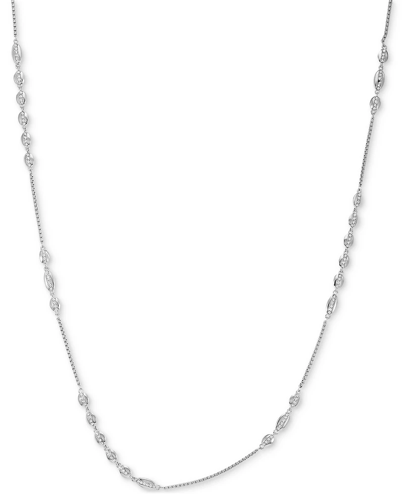 Vince Camuto Silver-Tone Pave Oval Strand Necklace, 32" + 2" extender