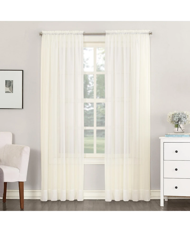 Sheer Voile Rod Pocket Curtain Panel