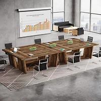 Tribesigns 13FT Conference Room Table: Large Rectangular Meeting Seminar Table for 12-16 People, Wood Long Training Table with Heavy-Duty Frame, Busin