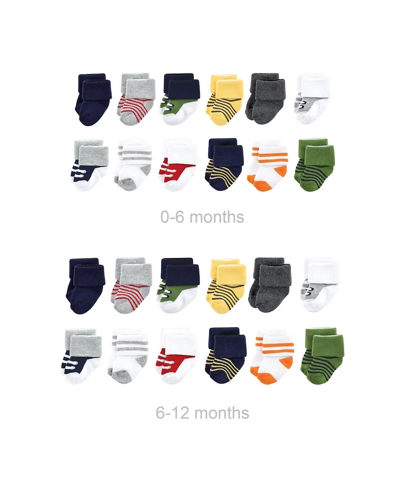 Luvable Friends Baby Boys Grow with Me Cotton Terry Socks