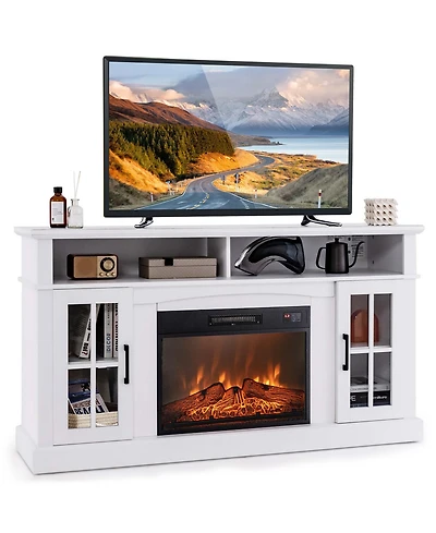 58" Fireplace Tv Stand with 1400W Electric Fireplace for TVs up to 65 Inches