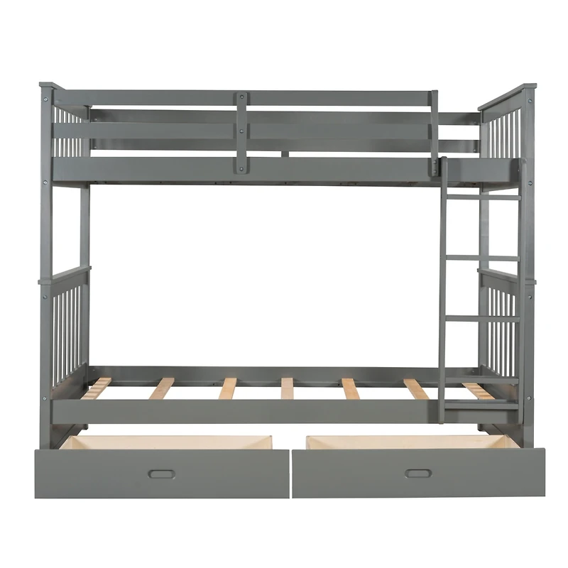 Streamdale Twin-Over-Twin Bunk Bed With Ladders And Two Storage Drawers