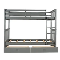 Streamdale Twin-Over-Twin Bunk Bed With Ladders And Two Storage Drawers