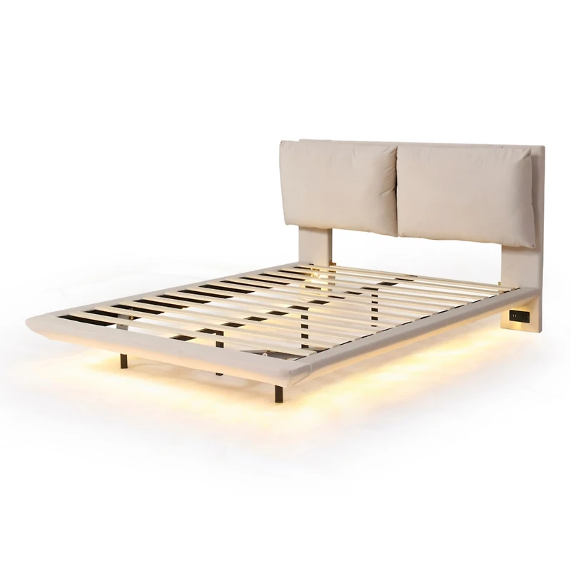 Streamdale Queen Platform Bed with Usb Ports and Sensor Light