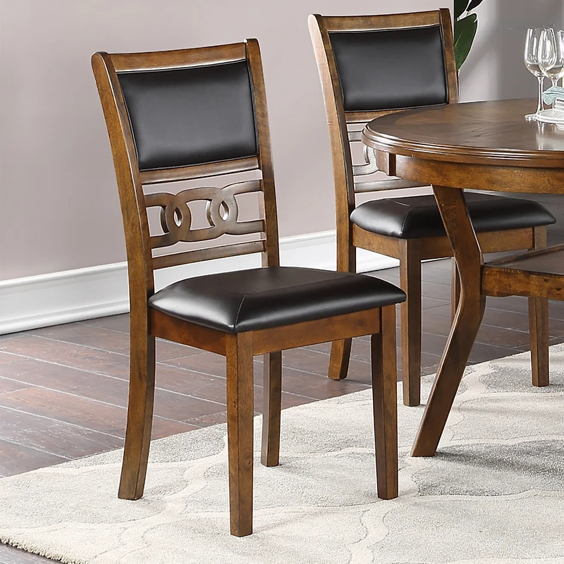 Streamdale Set Of 2 Upholstered Dining Chair In Walnut Finish