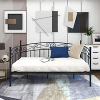 Streamdale Multifunctional Metal Daybed with Headboard (Twin, Black)