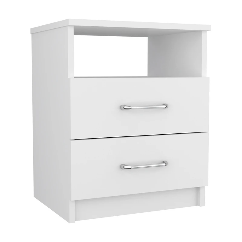 Streamdale Brookline 2-Drawer 1-Shelf Rectangle Nightstand Light Grey