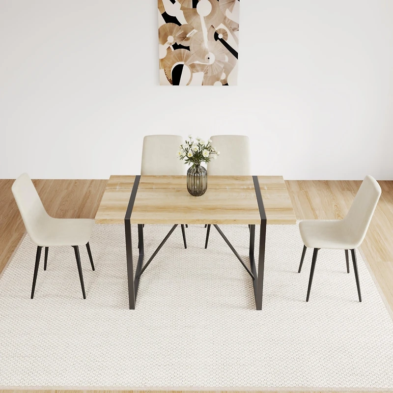 Modern Beige Fabric Dining Chairs Set of 4