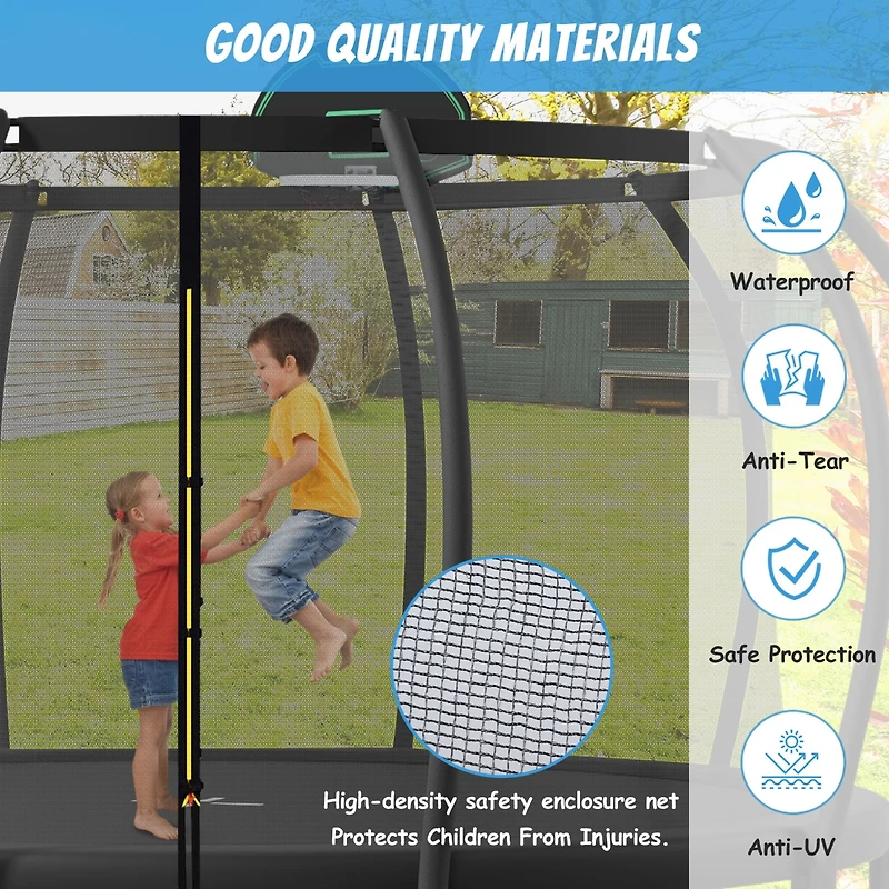 Streamdale Furniture Kids 16FT Trampoline with Safety Enclosure & Basketball Board