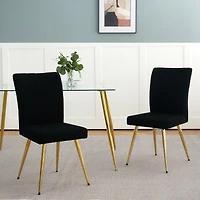 Black Teddy Wool Dining Chairs with Goldplated Legs (Set of 4)