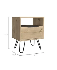 Simplie Fun Augusta Nightstand, Single Door Cabinet, Hairpin Legs - Light Oak