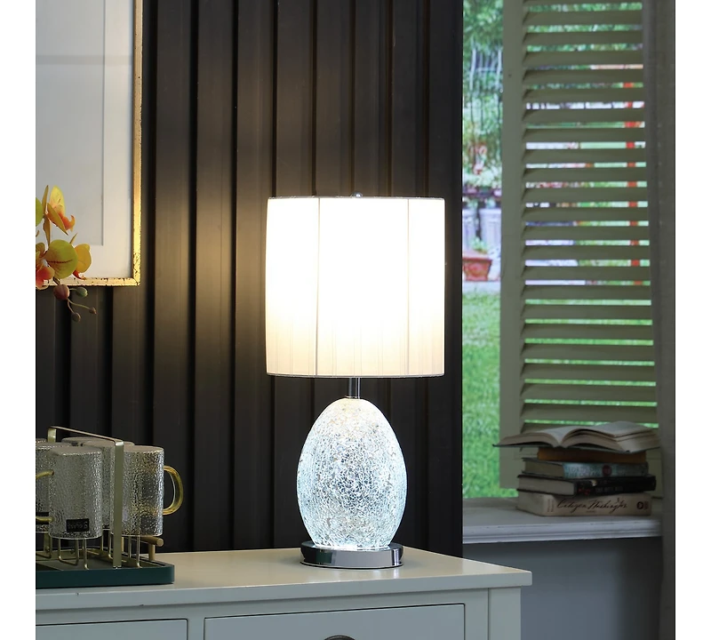 Streamdale 20"In Niels Silver Mirror Glass/Metal Table Lamp with Nightlight