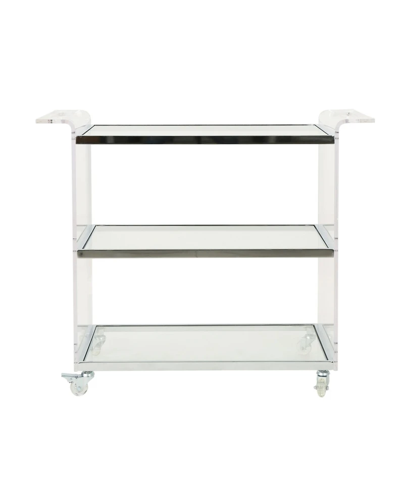 Elegant Acrylic Serving Cart with Tempered Glass Shelves