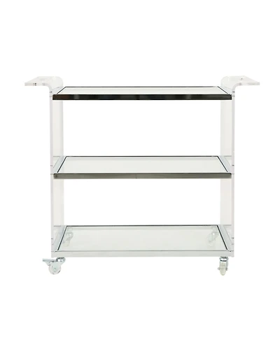 Elegant Acrylic Serving Cart with Tempered Glass Shelves
