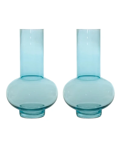 Slickblue Blue Glass Vase Set Elegant Home Decor Accent