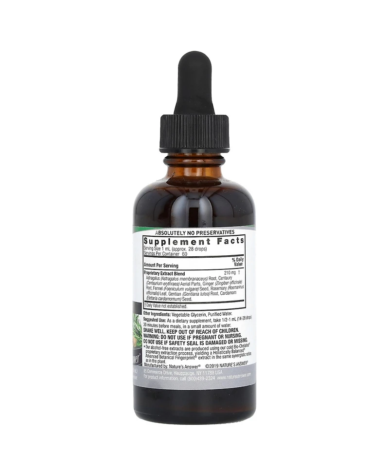 Nature's Answer Bitters & Ginger Alcohol-Free 1 000 mg