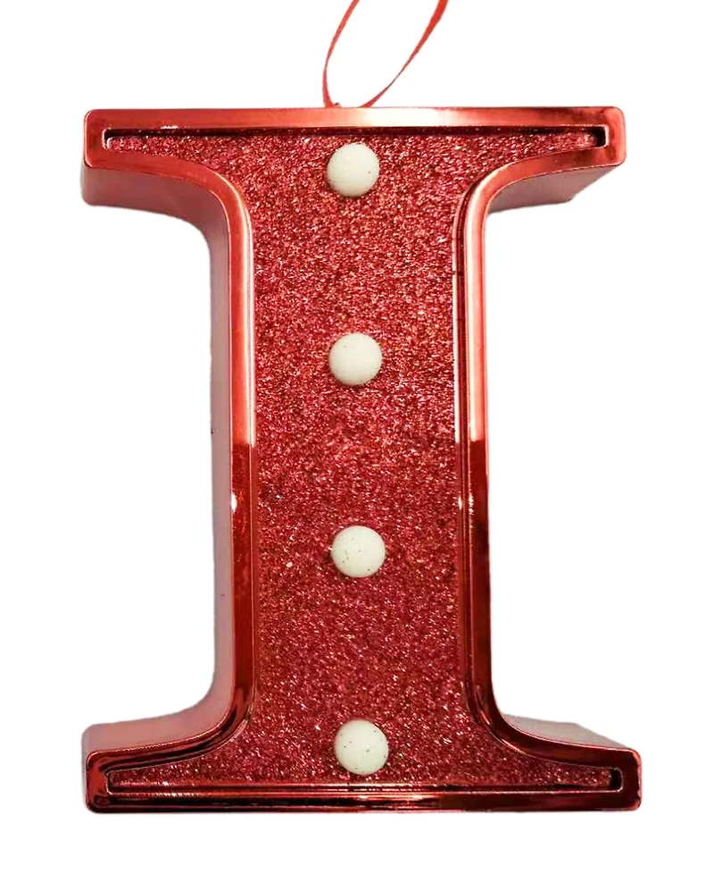 Ganz Light Up Initial Red Glitter Ornament