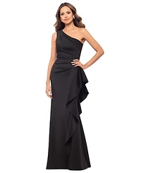 Xscape Women's Ruffled One-Shoulder Scuba Gown
