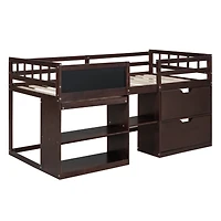 Streamdale Twin Low Loft Bed With Rolling Desk, Shelf And Drawers