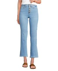 Lands' End Women's Recover High Rise Button Front Kick Flare Crop Jeans