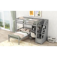 Streamdale Twin Loft Bed with Stairs, Desk, Storage