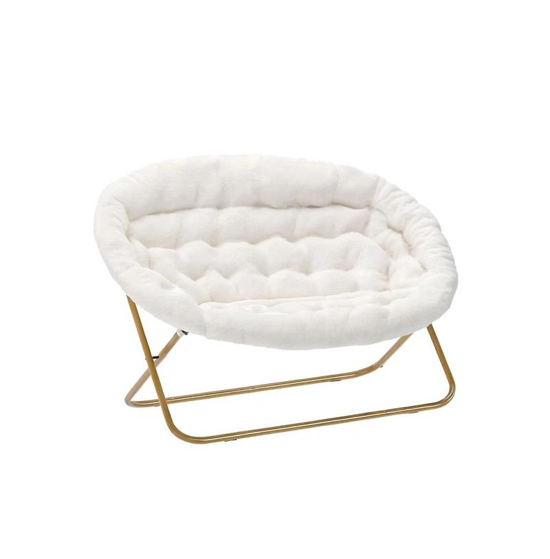 Janey Folding Double Saucer Chair With Steel Frame For Dorm, Living Room, Or Bedroom