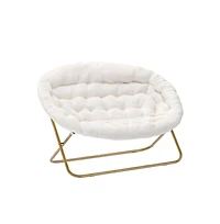 Janey Folding Double Saucer Chair With Steel Frame For Dorm, Living Room, Or Bedroom