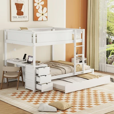 Streamdale Full/Full Bunk Bed with Trundle, Desk, and Storage