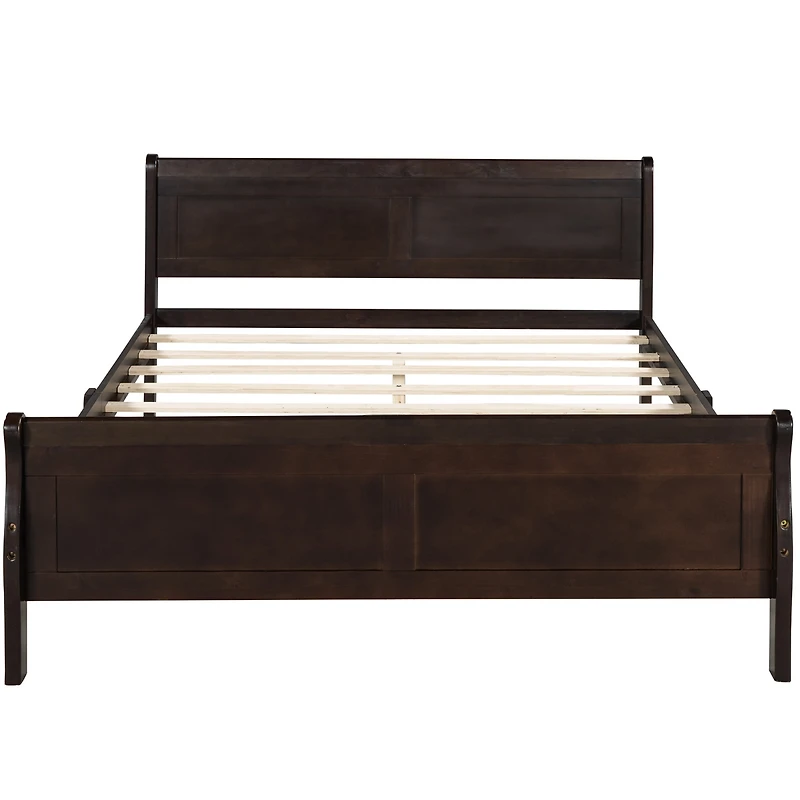 Streamdale Full Wood Platform Bed With Headboard And Wooden Slat Support