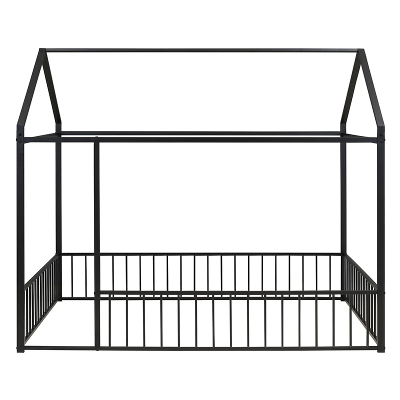 Streamdale Metal House Bed Frame with Fence for Kids