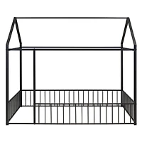 Streamdale Metal House Bed Frame with Fence for Kids