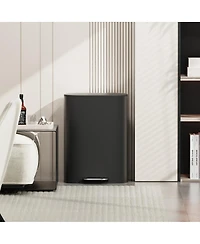 Streamdale Furniture 13 Gallon Stainless Steel Trash Can with Foot Pedal Operated Soft Close - Black