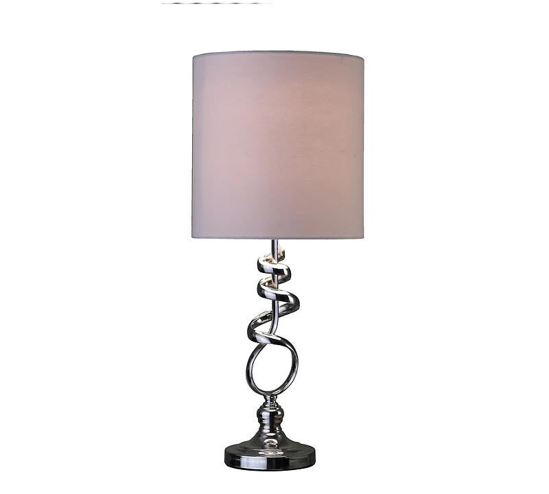 Streamdale 21.5-Inch Milo Abstract Brushed Silver Metal Table Lamp