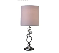 Streamdale 21.5-Inch Milo Abstract Brushed Silver Metal Table Lamp