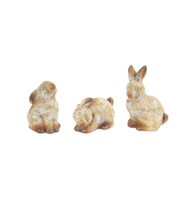 Slickblue Weathered Terra Cotta Rabbit Garden Statue (Set of 6)