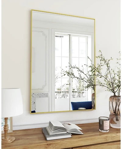 Homlux 24"x36" Rectangular Wall Mirror with Gold Aluminum Alloy Frame