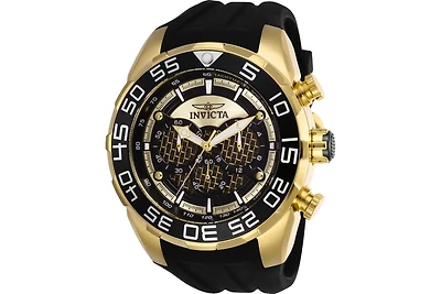 Invicta Men's Speedway Quartz Multifunction Black, Gold Dial Silicon Watch