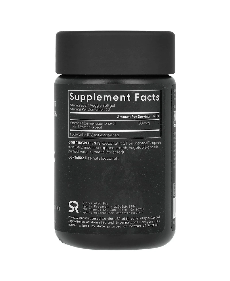 Sports Research Vitamin K2 Plant-Based 100 mcg