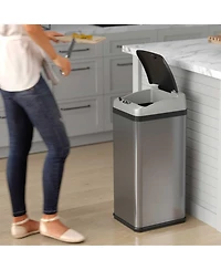 iTouchless Platinum Edition Stainless Steel Sensor Trash Can with AbsorbX Odor Filter 13 Gallon Silver