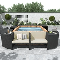 Streamdale Versatile Patio Furniture Lounge Sofa Set with Storage, Grey Rattan