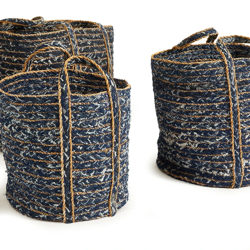 Denim Round Baskets Set of 3