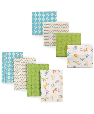 Luvable Friends Infant Cotton Flannel Burp Cloths and Receiving Blankets, 8-Piece, One