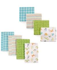 Luvable Friends Infant Cotton Flannel Burp Cloths and Receiving Blankets, 8-Piece, One