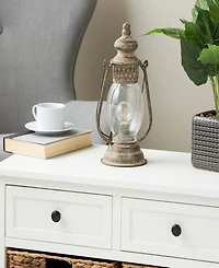 Rosemary Lane 17" Metal Distressed Antique Style Lantern Accent Lamp
