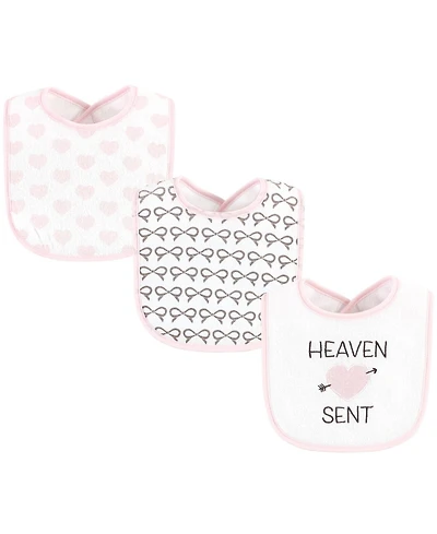 Hudson Baby Infant Girl Fiber Filled Drooler Bibs 3pk, Grandmas Favorite Heart, One