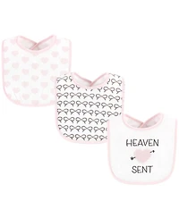 Hudson Baby Infant Girl Fiber Filled Drooler Bibs 3pk, Grandmas Favorite Heart, One Size